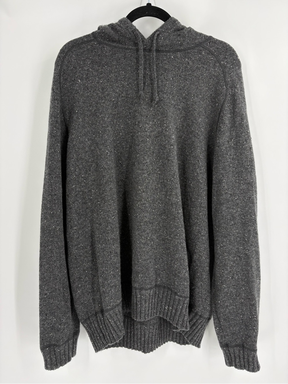 Everlane 100% Cashmere Dark Gray Speckled Hooded Sweater Pullover Women XL